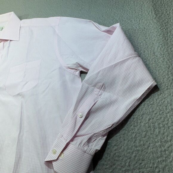 J Peterman Shirt Men 17.5 Graph Check Dress Barrel Cuff Casual Portugal 36.5 - Picture 15 of 16